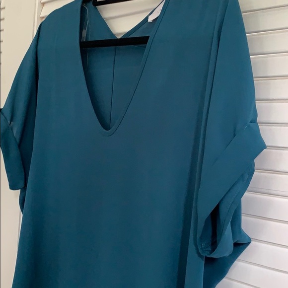 Lush Tops - Lush Cuff Sleeve Woven Tee